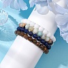 4Pcs Constellation 8mm Round Natural Lapis Lazuli & Malaysia Jade & Flower Amazonite & Yellow Tiger Eye Beaded Stretch Bracelets for Women BJEW-JB10638-3