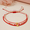 3Pcs Adjustable Glass Seed Beads Braided Bead Bracelets for Women FQ0514-2