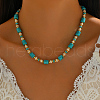 Elegant Bohemian Style Handmade Synthetic Turquoise Column Beaded Necklaces for Women's Date Gift PZ3829-1