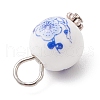 Handmade Flower Printed Porcelain Ceramic Pendants PALLOY-JF03928-01-5