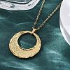 Flat Round 304 Stainless Steel Pendant Necklaces NJEW-M096-26G-5