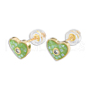 Natural Shell & Enamel Heart Stud Earrings with Cubic Zirconia EJEW-N011-79B-2