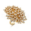 Brass Micro Pave Clear Cubic Zirconia Cuff Rings for Women RJEW-C126-15G-4