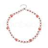 3Pcs 3 Style Fruit Polymer Clay & Glass Seed & Acrylic Pearl Beaded Necklaces Set NJEW-JN04582-6