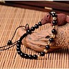 Natural Black Agate Braided Bead Bracelets WG0941C-13-1