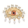 Eye Alloy Rhinestone Brooches for Clothes JEWB-D303-01G-2