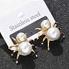 304 Stainless Steel & ABS Plastic Imitation Pearl Spider Stud Earrings EJEW-S253-20G-1