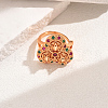 Geometric Brass Pave Cubic Zirconia Adjustable Finger Rings for Women HQ6560-1-1