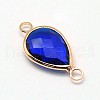 Golden Tone Brass Glass Teardrop Links connectors GLAA-J010A-HF08-G-3