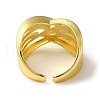 Criss Cross Rack Plating Brass Open Cuff Rings for Women RJEW-M162-10G-3