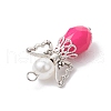 Teardrop Shape Angel with ABS Plastic Imitation Pearl Pendants PALLOY-JF03686-5