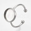 201 Stainless Steel Cuff Finger Rings Components STAS-T047-19B-3