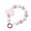 Acrylic Bowknot & Glass Round Beads Pendant Decorations HJEW-JM03324-01-4