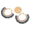 304 Stainless Steel & Bohemian Beaded Fan Hoop Earrings for Women EJEW-R001-01G-02-3
