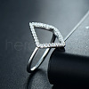Rhombus 925 Sterling Silver Micro Pave Clear Cubic Zirconia Finger Rings for Women FS-WGB12EE-02-3