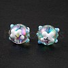 UV Plating Rainbow Iridescent Acrylic Enamel Beads OACR-I003-10-2