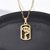 Rectangle with Eye 304 Stainless Steel Pendant Necklaces NJEW-H059-19G-2