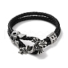 Men's Braided Black PU Leather Cord Multi-Strand Bracelets BJEW-K243-30AS-1