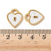 304 Stainless Steel Pave Natural white Shell Heart Lock Connector Charms STAS-U057-27G-3