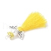 Glass Pearl Round Beaded with Polycotton Tassel Big Pendants PALLOY-MZ00612-05-3
