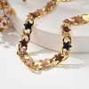 Star Brass Enamel Curb Chain Bracelets for Women BJEW-B125-02G-3
