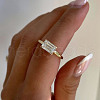 Rectangle Elegant S925 Sterling Silver Pave Clear Cubic Zirconia Ring for Women RW4917-2-1