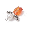 Transparent Glass Beads with Alloy Beads and ABS Plastic Imitation Pearl Round Beads and 304 Stainless Steel Flat Head Pins Pendants PALLOY-JF03621-5