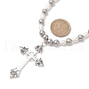 Mother's Day Jewellery Natural Pearl with Cross Alloy Pendant Necklaces NJEW-JN04813-3