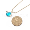 Glass Teardrop with Wing Pendant Necklace with Golden Brass Round Snake Chains for Women NJEW-JN04124-5