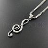 Fashionable Punk Rock Music Note Stainless Steel Pendant Necklace for Men and Women AQ2860-2
