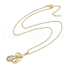 Brass Micro Pave Clear Cubic Zirconia Pendant Box Chain Necklaces for Women NJEW-U015-08G-03-1