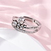 Brass Micro Pave Clear Cubic Zirconia Finger Rings for Women Ease Anxiety RJEW-S624-05P-01-3