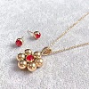 304 Stainless Steel Rhinestone Stud Earrings & Pendant Necklaces Sets FS-WG95951-06-1