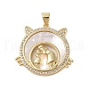 Brass Micro Pave Clear Cubic Zirconia Pendants KK-I712-51G-04-1