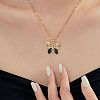 Brass Clear Cubic Zirconia Shiny Cute Cartoon Butterfly Pendant Dapped Chain Necklaces for Women DI0500-1-2