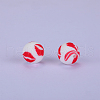 Printed Round with Lip Pattern Silicone Focal Beads SI-JX0056A-193-1