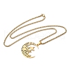 304 Stainless Steel Hollow Cut Cowboy Moon Pendant Necklaces NJEW-H065-26G-2