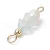 Frosted Flower Natural Cultured Freshwater Pearl & Acrylic Connector Charms PALLOY-JF03590-09-5