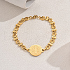 Stainless Steel Flat Round with Cross Link Bracelets QP4805-5