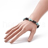 Natural Lava Rock & Synthetic Turquoise(Dyed) Cross Beaded Bracelet BJEW-TA00179-02-4