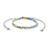 3Pcs 3 Style Waxed Polyester Braided Bead Bracelets Set with Sunflower Link BJEW-JB07517-5
