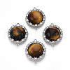 Natural Tiger Eye Connector Charms KK-N258-12P-1