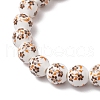 2Pcs Handmade Flower Printed Porcelain Ceramic Beaded Stretch Bracelets BJEW-JB11910-5