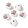 Mother's Day Theme Printed Wood European Beads WOOD-F016-10-2