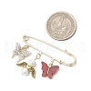 9Pcs Butterfly Alloy & Acrylic & Rhinestone Pendant Brooches JEWB-BR00185-3