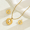 Stainless Steel Round Pendant Necklaces & Stud Earring Sets for Women EN9770-1