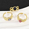 316 Stainless Steel with Natural Mixed Gemstone Cuff Rings RJEW-Z098-01G-08-3