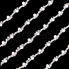 Globleland 1 Yard Brass Crystal Rhinestone Cup Chain with Imitation Pearl OCOR-GL0001-08B-1