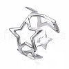 304 Stainless Steel Star Open Cuff Ring RJEW-T023-26P-3