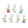 Flower Acrylic & Plastic Imitation Pearl Beads Pendant Decorations HJEW-JM03231-01-2
